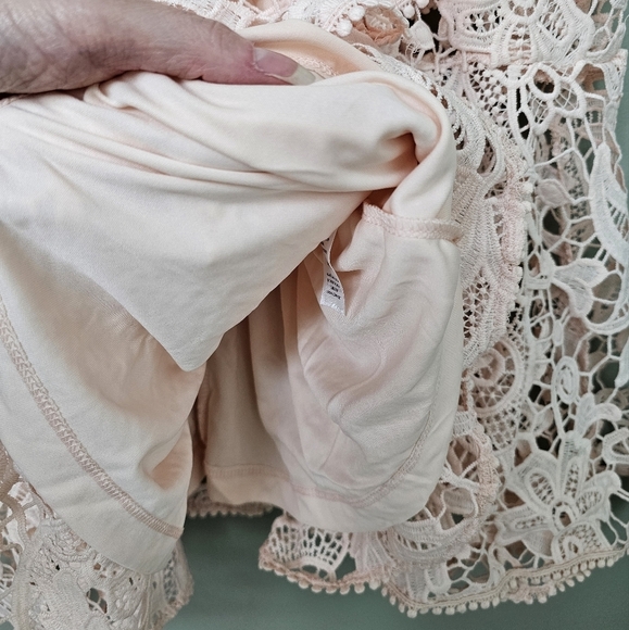 Lulus Briarwood Blush Pink Lace Short-Sleeve Trumpet Hem Ruffled Midi Dress - Picture 12 of 16